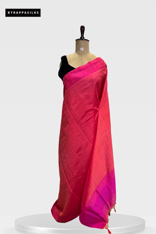 Semi Tussar Saree Hot Pink QS273703