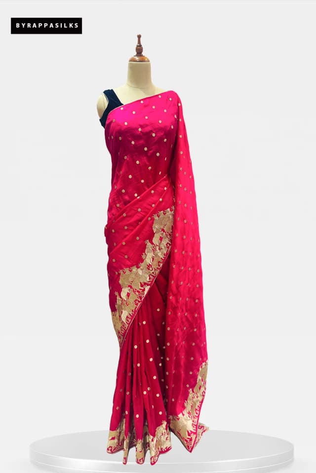 Tussar Saree With Pichwai Design Pink QS289745