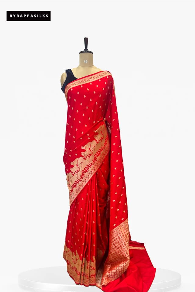 Banarasi saree With Gold Zari Red Colour QS281923
