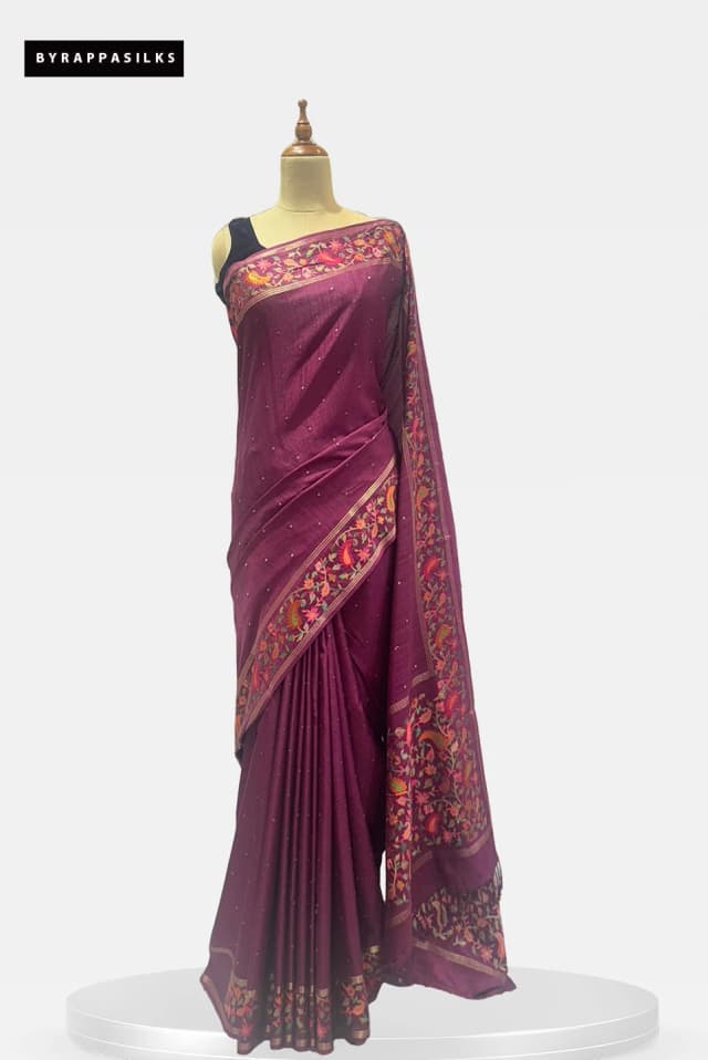 Tussar Saree Wine QS286148