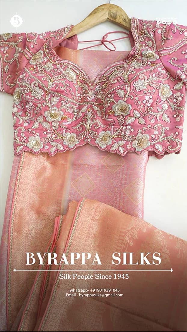 Banarasi Saree With Ready Blouse Pink QS273096