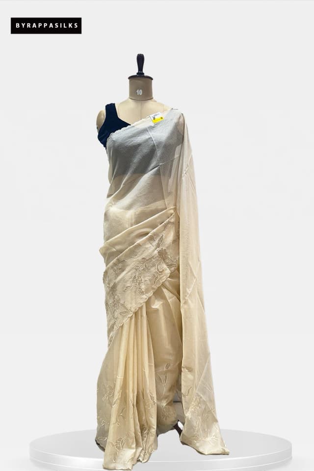Kota Cotton Saree beige With Aplic Work QS267078