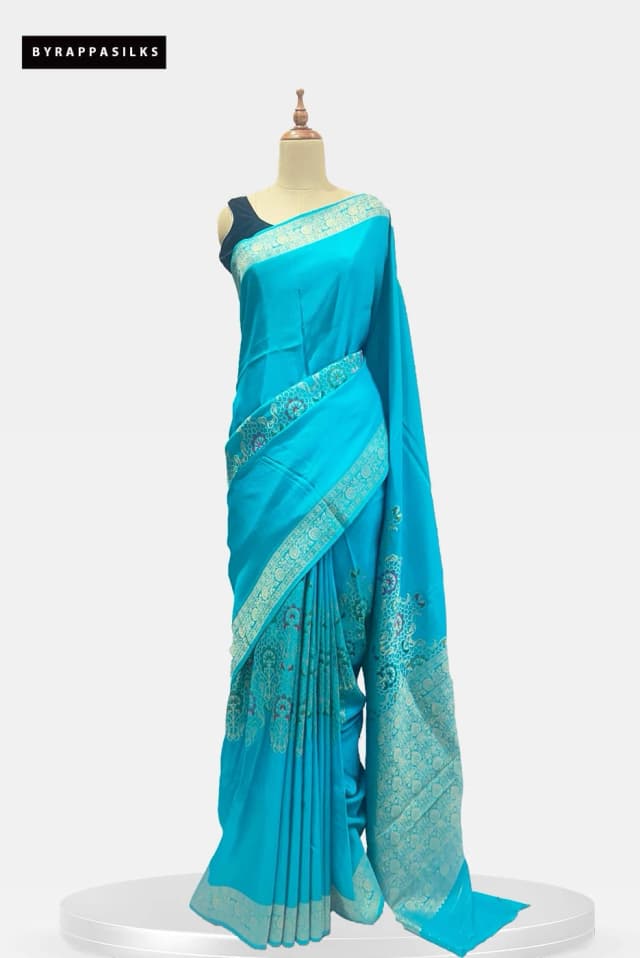 Habutai Saree Blue QS286489