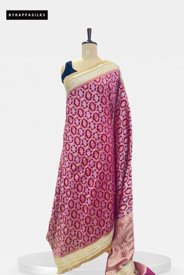 Banaras Chiffon Saree Magenta & Gold QS281994