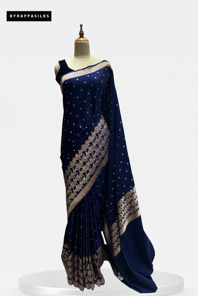 Satin Banarasi Saree Parrot Design Border QS289448