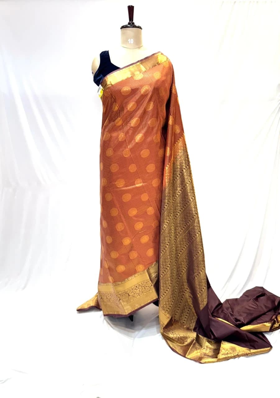 Rust Orange Traditional Silk Sare QS271707
