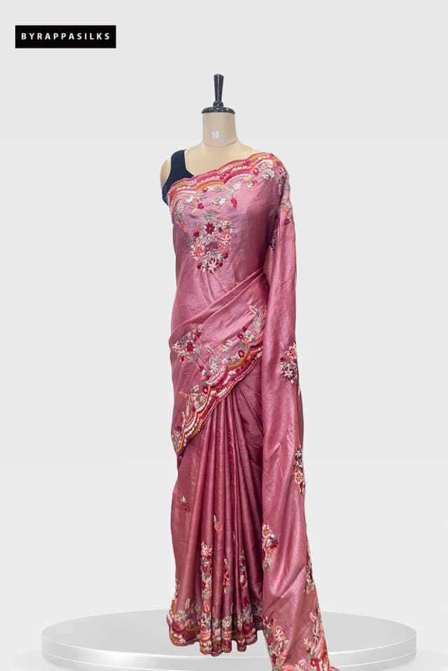Pure Tussar saree With Hand Work Onion Pink QS278727