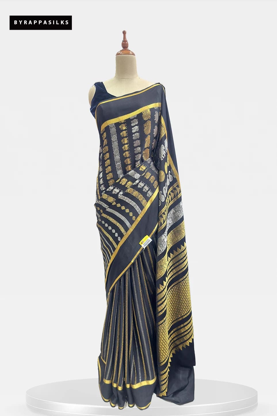 Mysore Silk Pure Crape Saree Black Colour QS294104