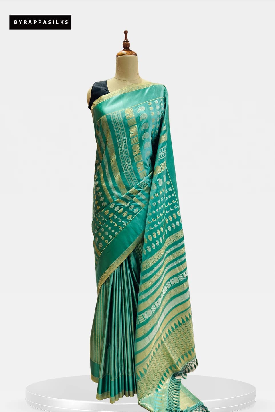 Fancy Banarasi Saree Green with Golden Zari QS240544