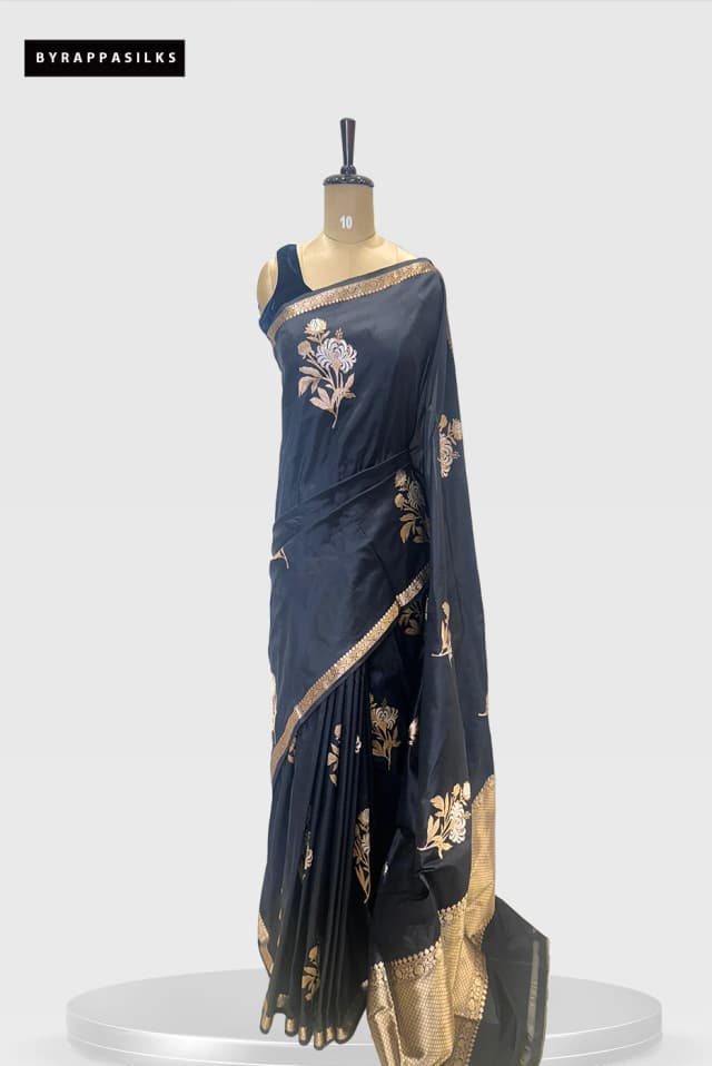 Pure Handloom Banaras Saree Black QS279684