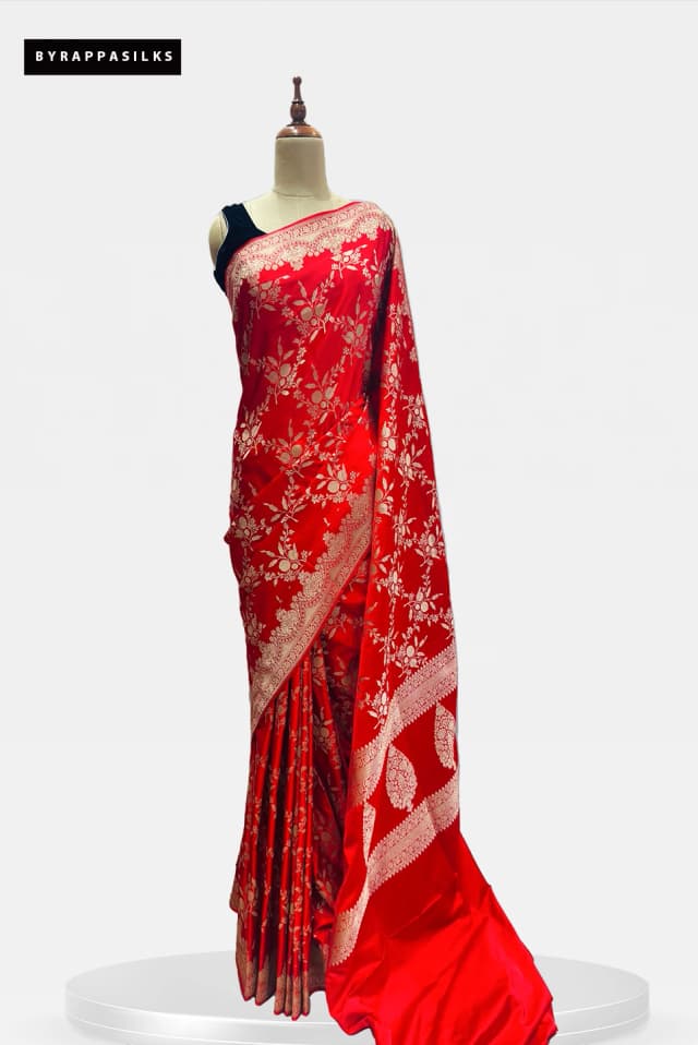Banarasi Saree With Jaal Work Red QS286907