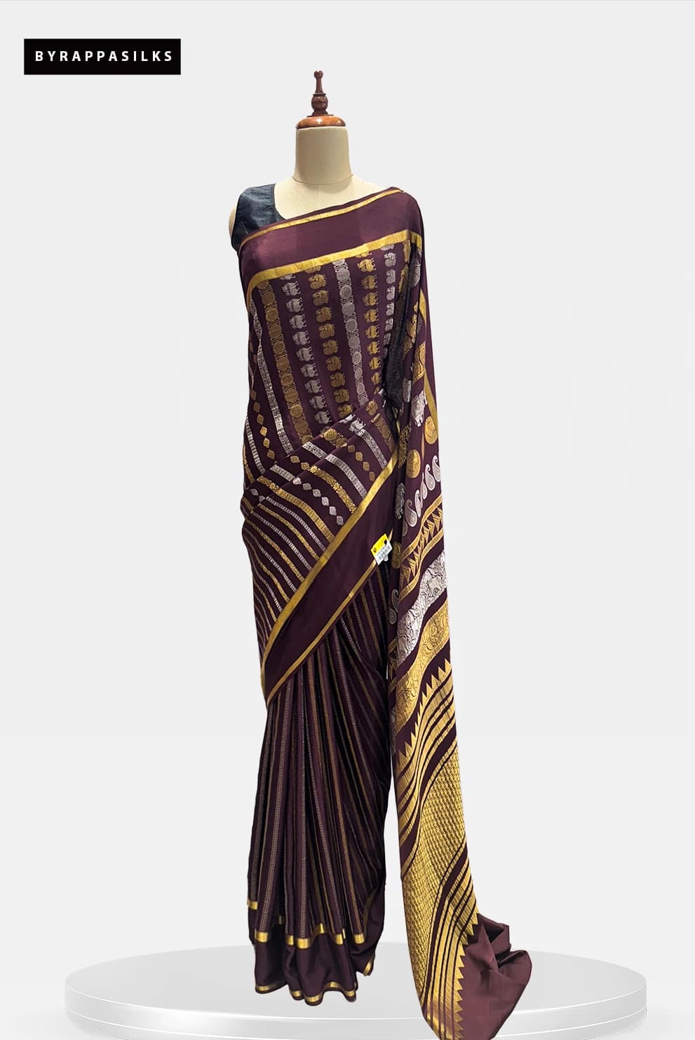 Mysore Silk Pure Crape Saree Brown Colour QS290862