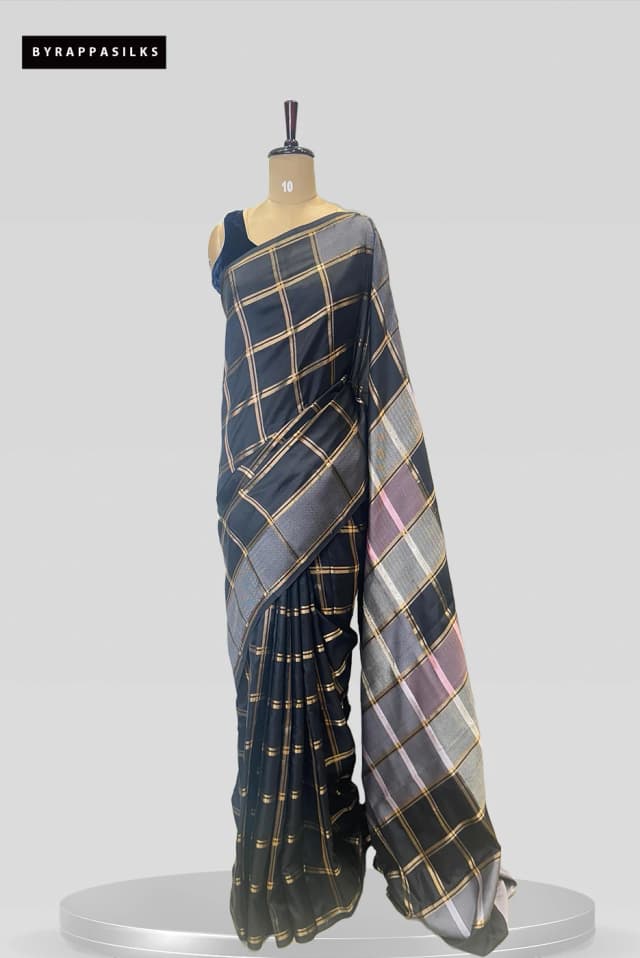 Pure Kathan Banaras Black Saree QS279687