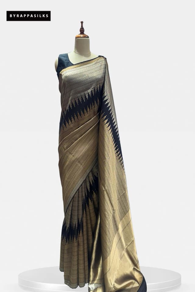 Stripes Black Saree with Rising Border QS288188