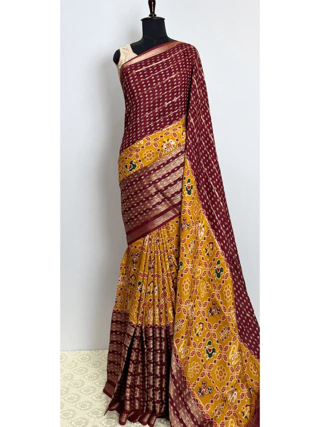 Fancy Printed Saree - Green With Dark Pink Colour - QS213638