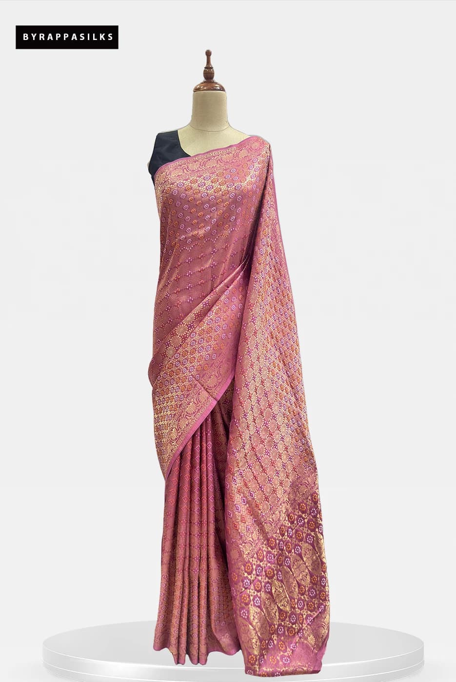 Banarasi Saree Intricate Gold Zari Jaal & Meenakari Accents Baby Pink QS293481