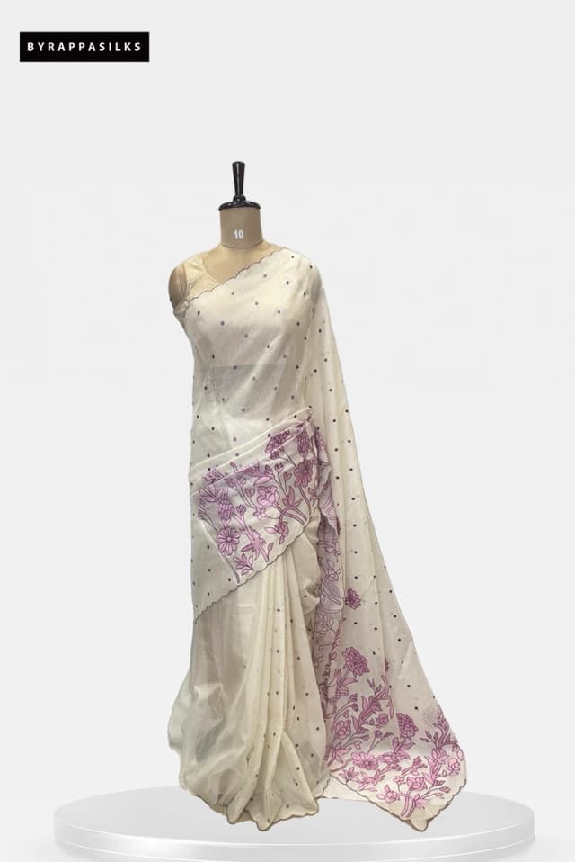 Floral Polka Aplic  Lavender Saree QS252302