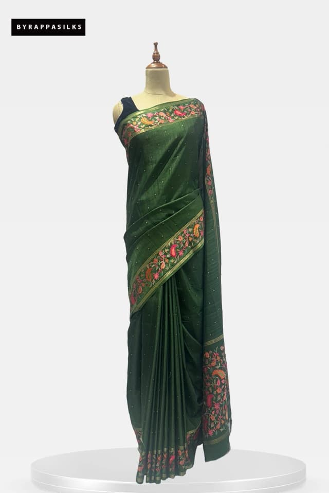 Tussar Saree Green QS286142