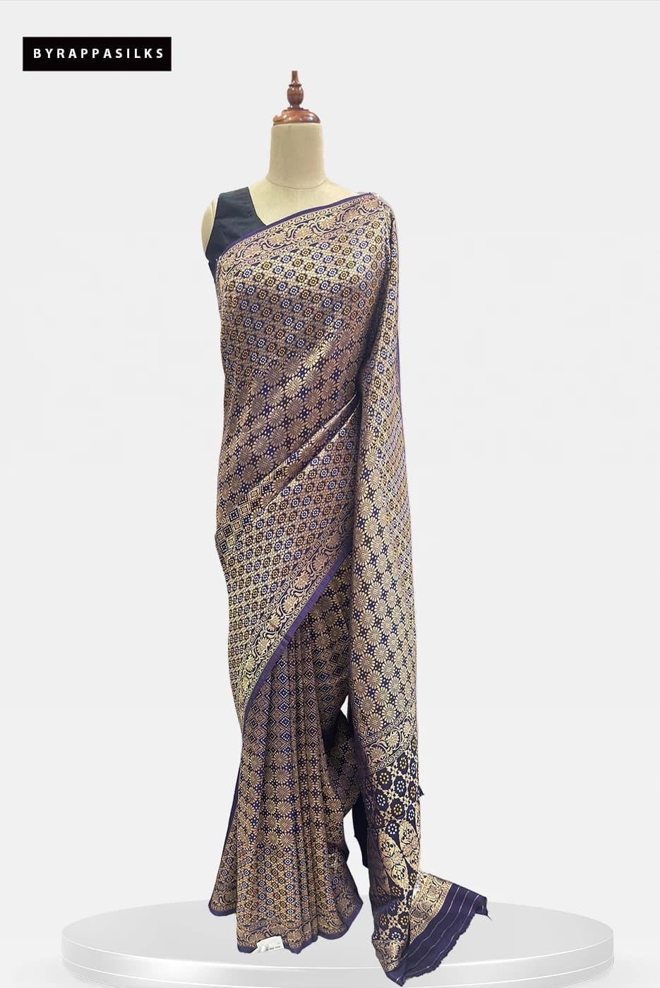 Banarasi Saree Intricate Gold Zari Jaal & Meenakari Accents Purple QS293484