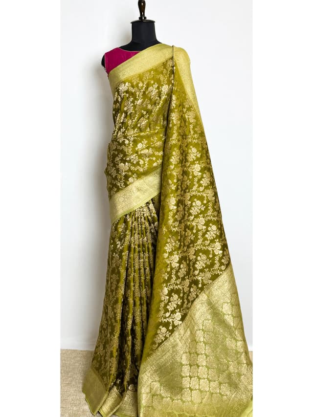 Banarasi Saree -Green Colour - QS212520