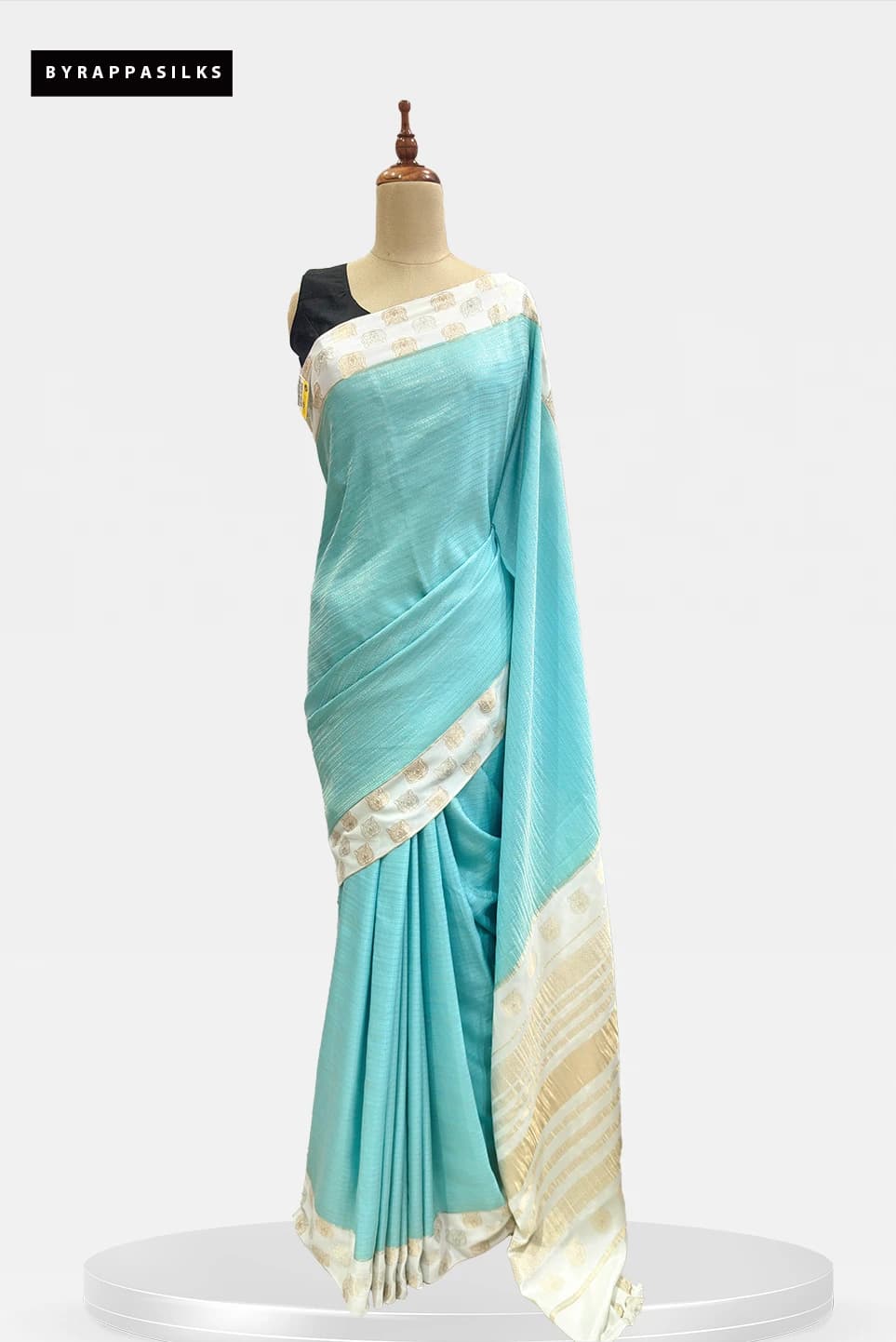 Mysore Silk Pure Crape Saree Teal Blue Colour QS290873