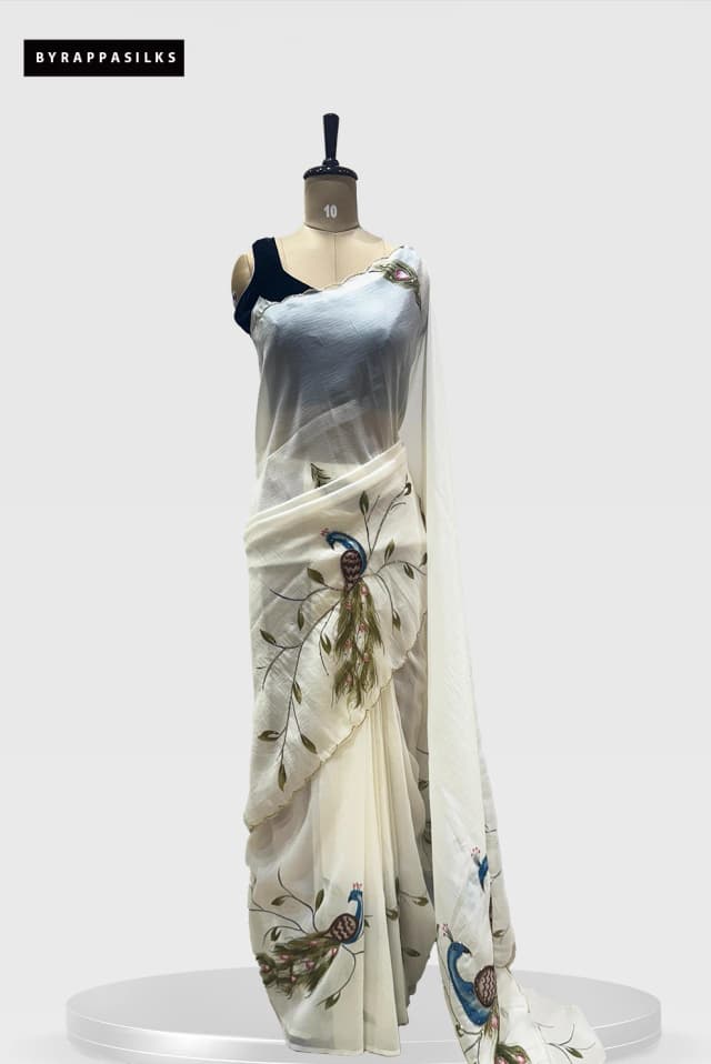 Organza Saree With Peacock Design QS279559