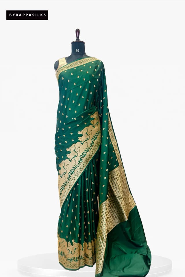 Banarasi saree With Gold Zari Green Colour QS281926