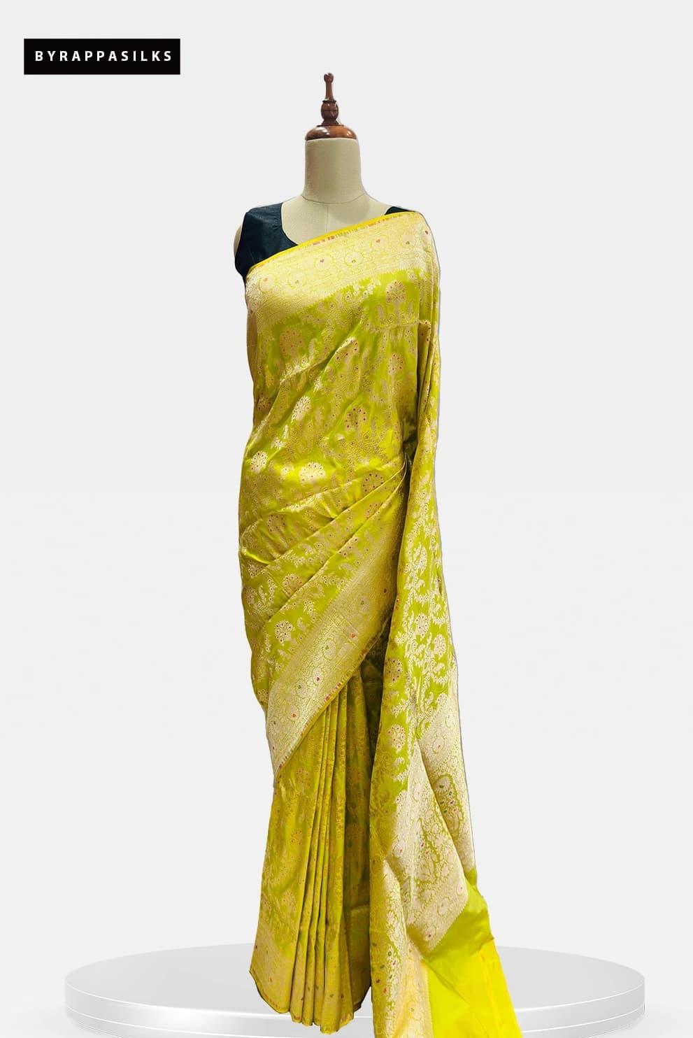 Banarasi Kadwa Pure Handloon saree Lime Green Saree