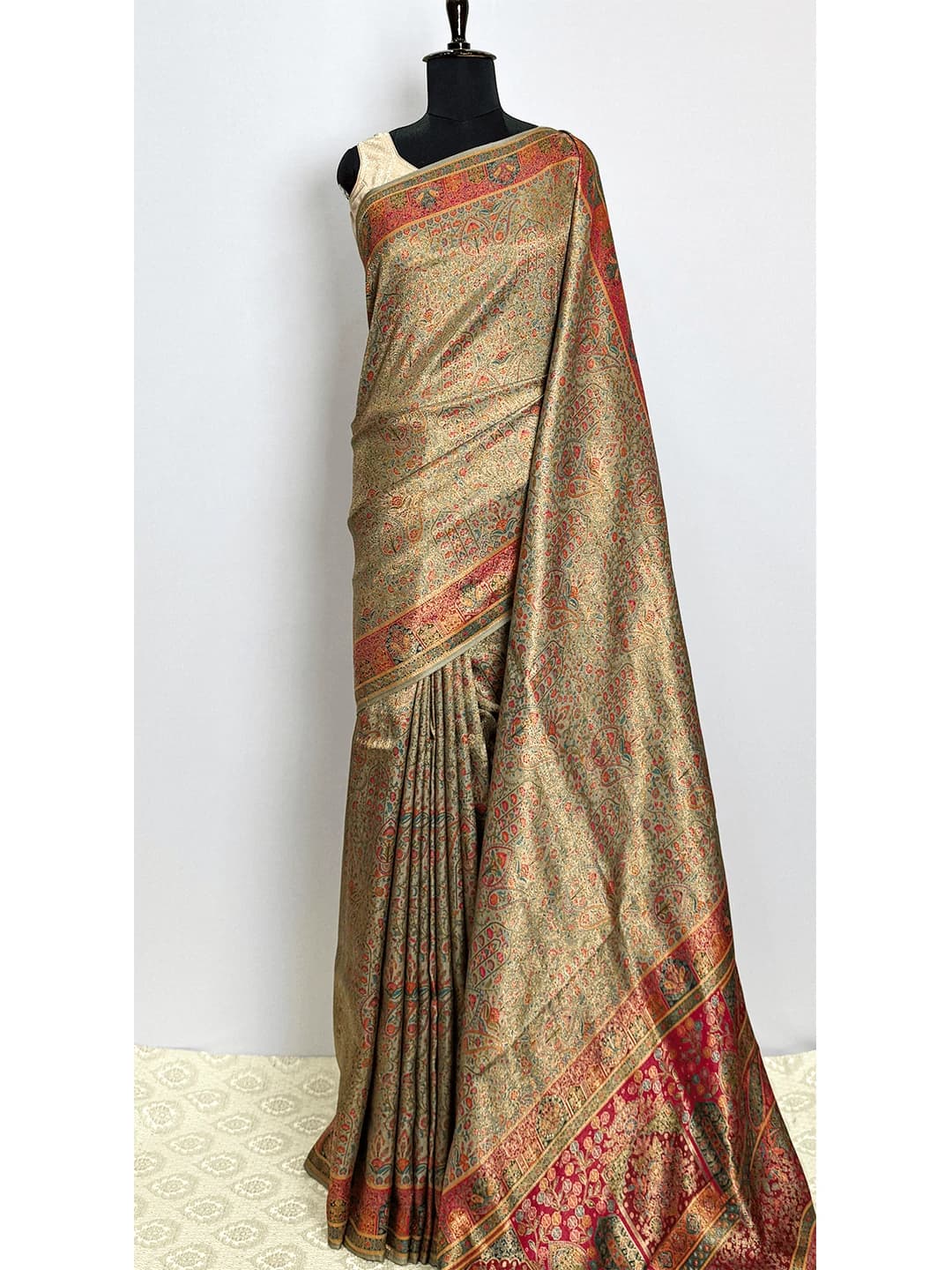Pashmina Printed Saree - Banarasi Crape - QS218569