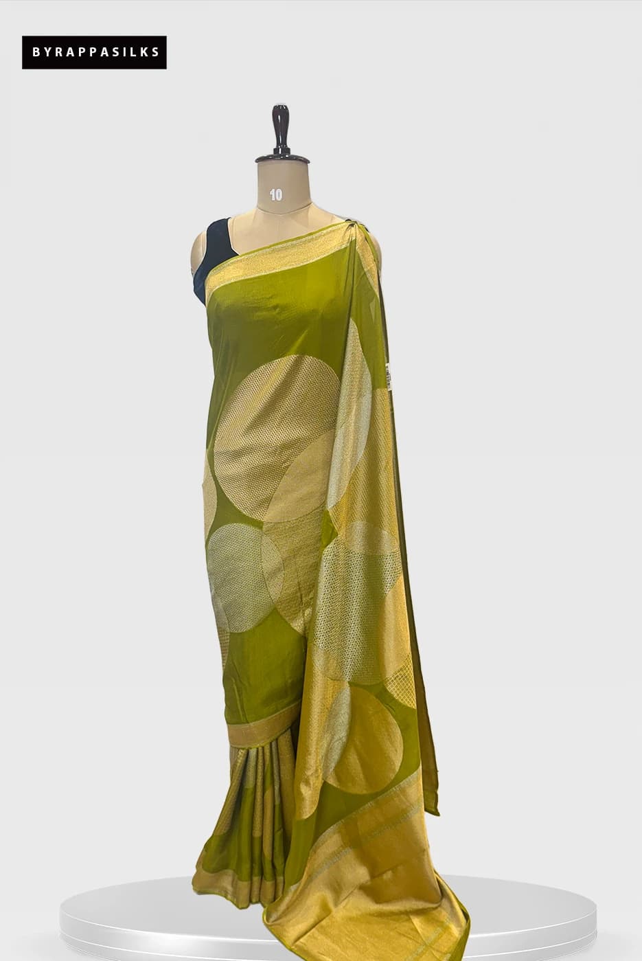 Georgette Saree With Circle Design Olive Green Colour QS280479