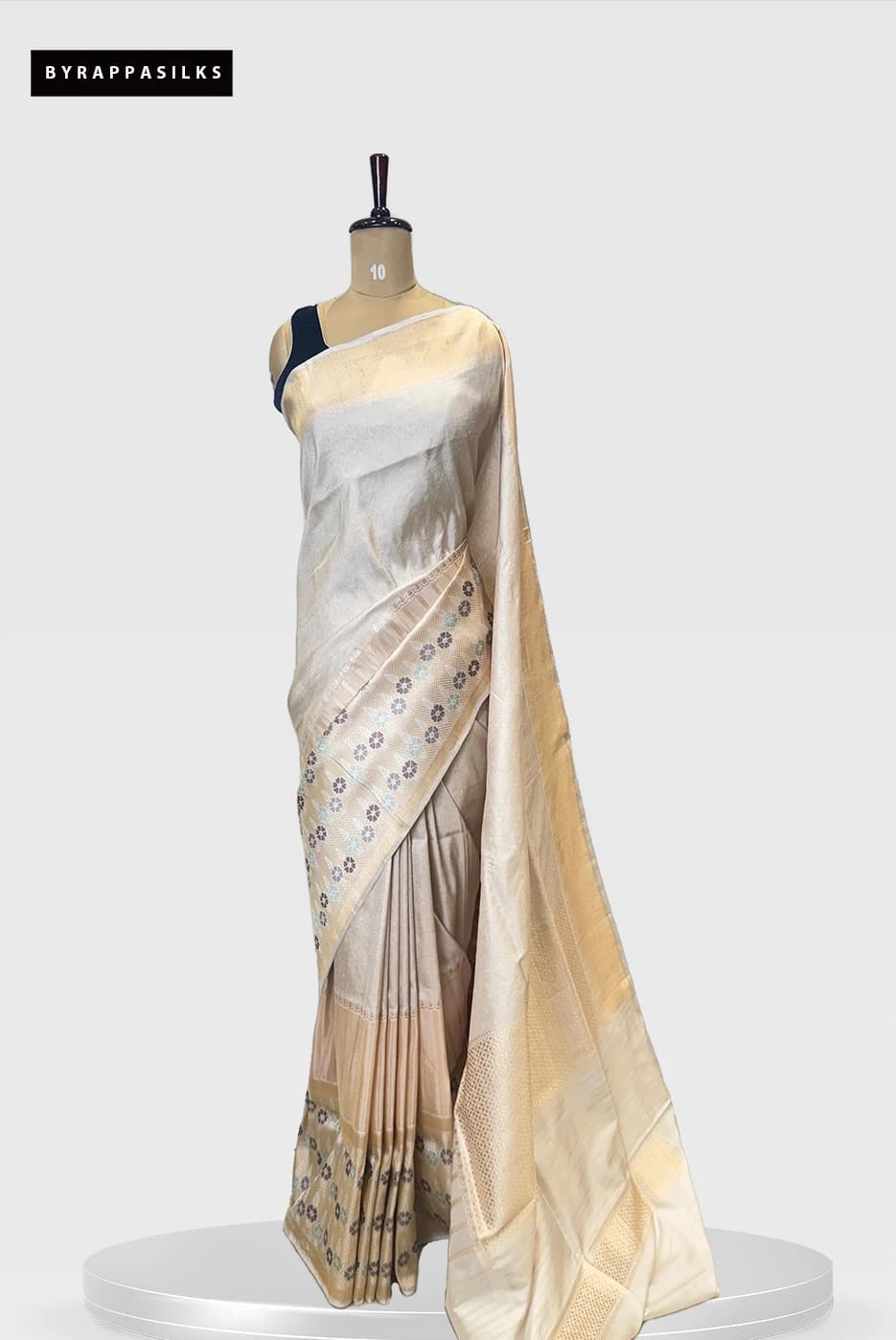 Banarasi Kadwa Pure Handloon saree Half White Saree QS279685