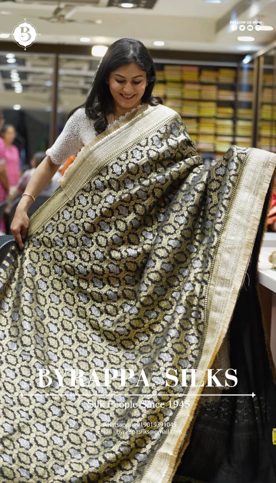 Banaras Chiffon Saree Black & Gold QS280159
