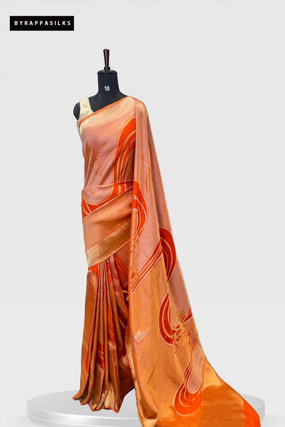 Georgette Saree With Woven Design Orange Colour QS280473