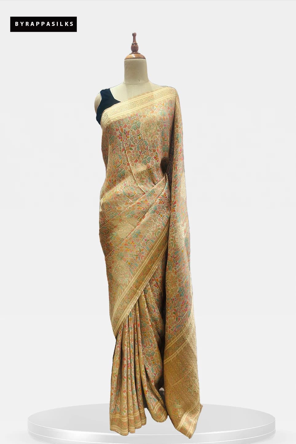 Banarasi Georgette Floral Saree Golden beige QS260438