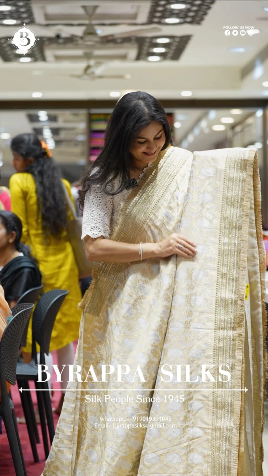 Banaras Chiffon Saree Cream & Gold QS281994