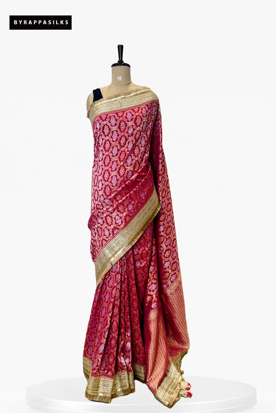 Banaras Chiffon Saree Pink & Gold QS280159
