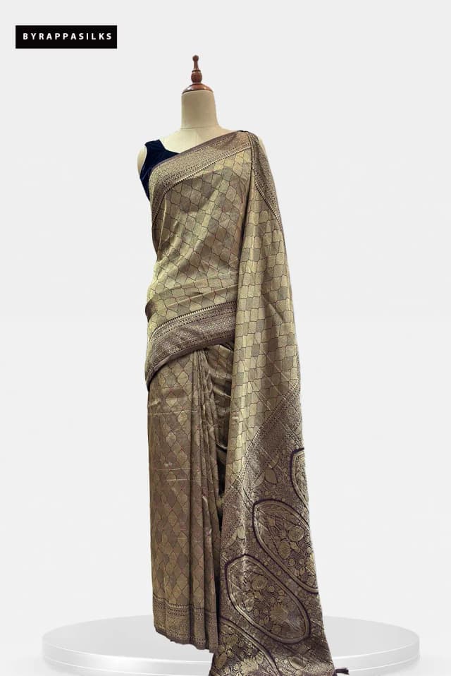 Semi Georgette Geometric Brown-Gold QS208241