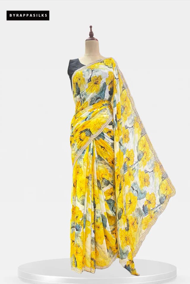 Floral Printed Crape Saree QS308026