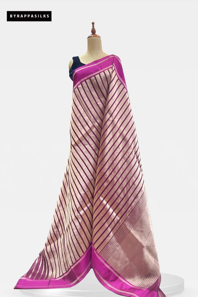 Pure Organza Tissue Saree With Saitn Border Vibrant Magenta AA201721
