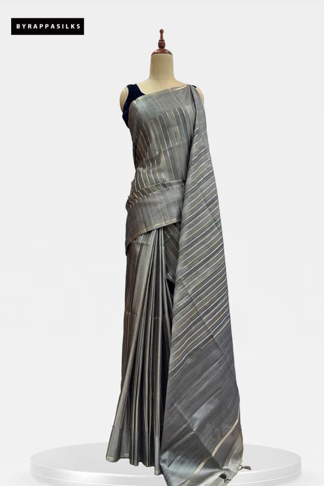 Semi Tussar Saree Grey AA212851