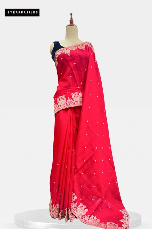 Semi Tussar Saree Red AA213100