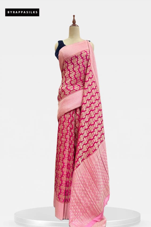 Georgette Saree Pink With Gandaberunda Motif AA200321