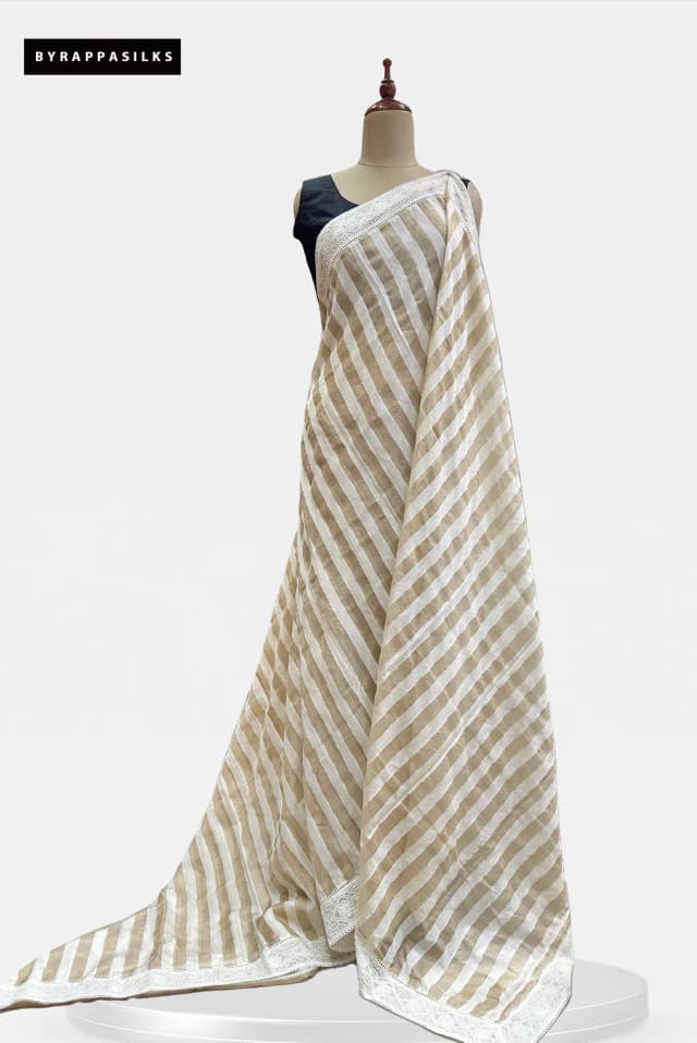 Tissue Chanderi Saree Stripe Design AA305944