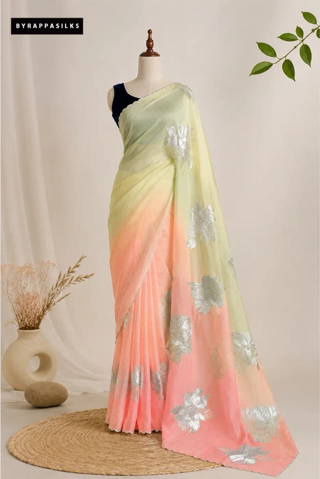Pure Organza Turkish Aplique Shaded Design Saree AA305951
