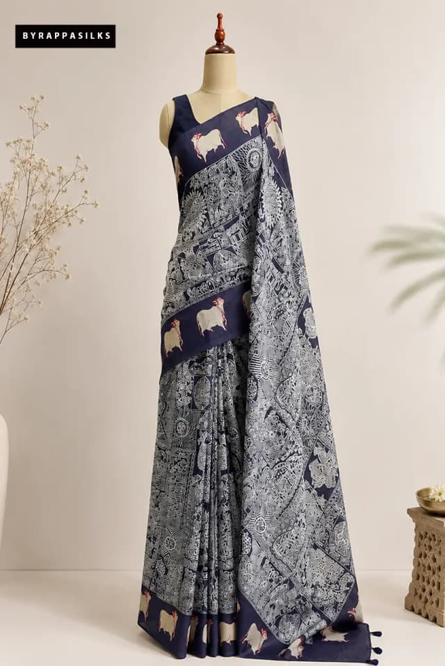 Printed Tussar Saree Purple AA308951
