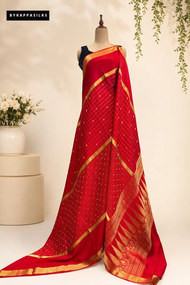 Pure Mysore Silk Crape Saree Red AA310740