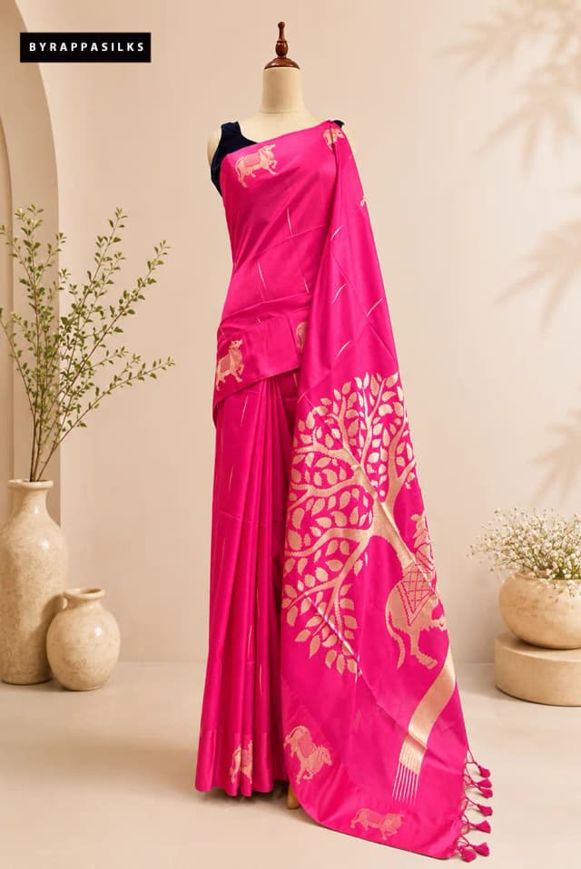 Semi tussar saree pink color AA314922