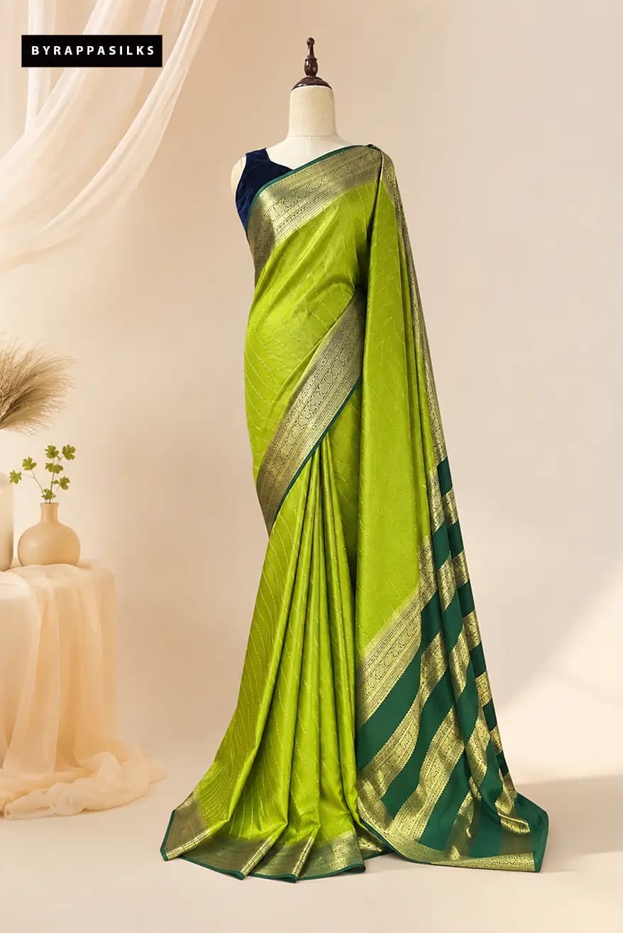 Semi Crape Saree Paroot Green AS300093