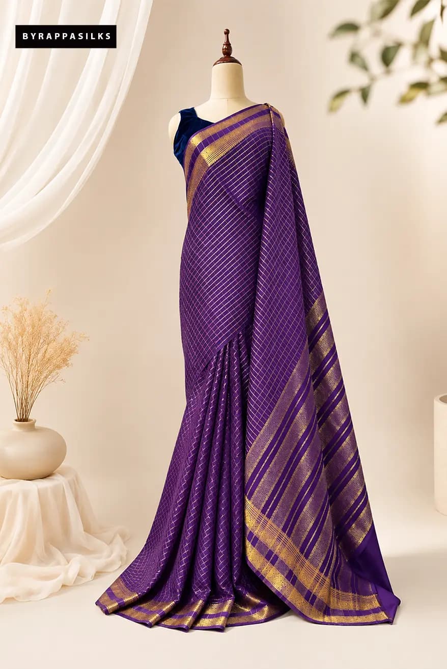 Semi Crape Saree Purple AS300093