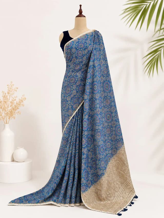 Chanderi Saree Blue Colour AA311777